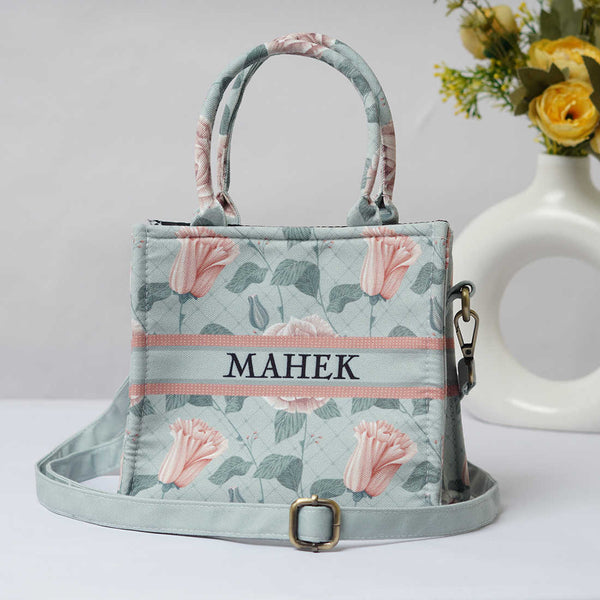Personalised Floral Printed Sling Bag - Uncommongifts.in